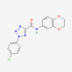 molecular formula C16H12ClN5O3 B2612459 2-(4-chlorophenyl)-N-(2,3-dihydrobenzo[b][1,4]dioxin-6-yl)-2H-tetrazole-5-carboxamide CAS No. 1396781-78-4