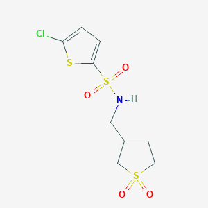 molecular formula C9H12ClNO4S3 B2612461 5-chloro-N-((1,1-dioxidotetrahydrothiophen-3-yl)methyl)thiophene-2-sulfonamide CAS No. 1235266-80-4