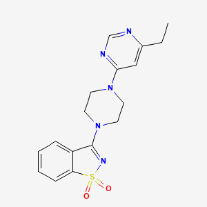molecular formula C17H19N5O2S B2612470 3-[4-(6-Ethylpyrimidin-4-yl)piperazin-1-yl]-1,2-benzothiazole 1,1-dioxide CAS No. 2415530-60-6