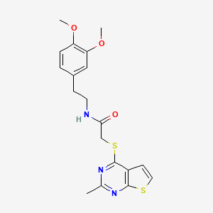 molecular formula C19H21N3O3S2 B2612487 N-(3,4-二甲氧基苯乙基)-2-((2-甲基噻吩并[2,3-d]嘧啶-4-基)硫代)乙酰胺 CAS No. 496028-11-6