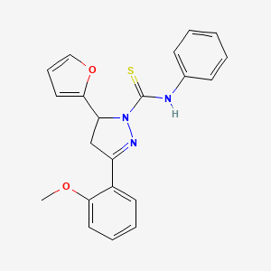 5-(furan-2-yl)-3-(2-methoxyphenyl)-N-phenyl-4,5-dihydro-1H-pyrazole-1-carbothioamide