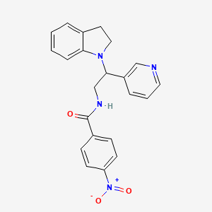 molecular formula C22H20N4O3 B2612494 N-(2-(吲哚-1-基)-2-(吡啶-3-基)乙基)-4-硝基苯甲酰胺 CAS No. 898432-33-2