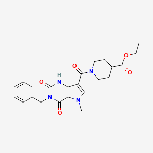 molecular formula C23H26N4O5 B2612520 ethyl 1-(3-benzyl-5-methyl-2,4-dioxo-2,3,4,5-tetrahydro-1H-pyrrolo[3,2-d]pyrimidine-7-carbonyl)piperidine-4-carboxylate CAS No. 921551-08-8