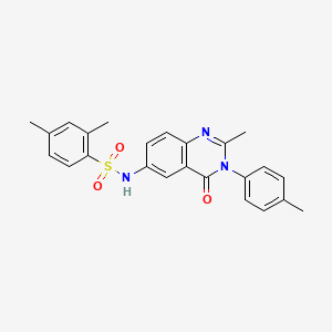 molecular formula C24H23N3O3S B2612534 2,4-二甲基-N-(2-甲基-4-氧代-3-(对甲苯基)-3,4-二氢喹唑啉-6-基)苯磺酰胺 CAS No. 1172924-51-4