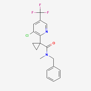 molecular formula C18H16ClF3N2O B2612555 N-benzyl-1-[3-chloro-5-(trifluoromethyl)pyridin-2-yl]-N-methylcyclopropane-1-carboxamide CAS No. 2058451-60-6