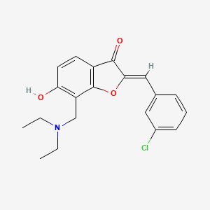 molecular formula C20H20ClNO3 B2612558 (Z)-2-(3-氯苄叉亚甲基)-7-((二乙氨基)甲基)-6-羟基苯并呋喃-3(2H)-酮 CAS No. 900268-24-8