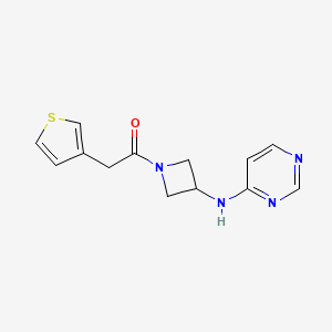 molecular formula C13H14N4OS B2612561 1-{3-[(Pyrimidin-4-yl)amino]azetidin-1-yl}-2-(thiophen-3-yl)ethan-1-one CAS No. 2097899-69-7
