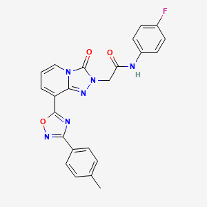molecular formula C23H17FN6O3 B2612593 N-(4-氟苯基)-2-{8-[3-(4-甲基苯基)-1,2,4-恶二唑-5-基]-3-氧代[1,2,4]三唑并[4,3-a]吡啶-2(3H)-基}乙酰胺 CAS No. 1260992-69-5