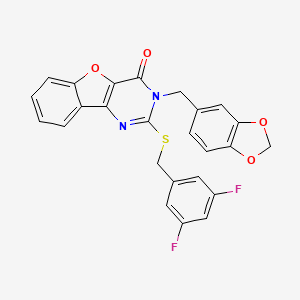 molecular formula C25H16F2N2O4S B2612608 3-(1,3-benzodioxol-5-ylmethyl)-2-[(3,5-difluorobenzyl)sulfanyl][1]benzofuro[3,2-d]pyrimidin-4(3H)-one CAS No. 1291857-30-1