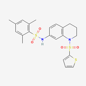 molecular formula C22H24N2O4S3 B2612610 2,4,6-trimethyl-N-(1-(thiophen-2-ylsulfonyl)-1,2,3,4-tetrahydroquinolin-7-yl)benzenesulfonamide CAS No. 898413-91-7