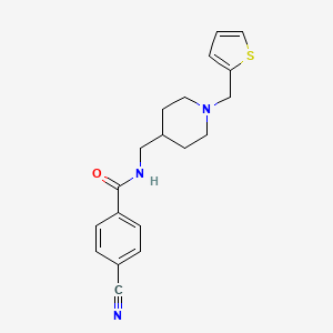 molecular formula C19H21N3OS B2612617 4-cyano-N-({1-[(thiophen-2-yl)methyl]piperidin-4-yl}methyl)benzamide CAS No. 954023-14-4