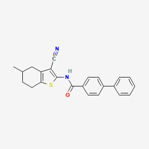 molecular formula C23H20N2OS B2612618 N-(3-氰基-5-甲基-4,5,6,7-四氢-1-苯并噻吩-2-基)-4-苯基苯甲酰胺 CAS No. 391221-67-3