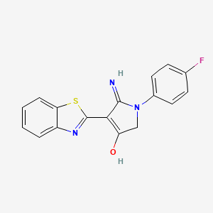 molecular formula C17H12FN3OS B2612619 5-Amino-4-benzothiazol-2-yl-1-(4-fluoro-phenyl)-1,2-dihydro-pyrrol-3-one CAS No. 457638-90-3