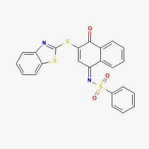 molecular formula C23H14N2O3S3 B2612620 (Z)-N-(3-(benzo[d]thiazol-2-ylthio)-4-oxonaphthalen-1(4H)-ylidene)benzenesulfonamide CAS No. 518322-28-6
