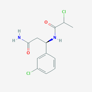 molecular formula C12H14Cl2N2O2 B2612621 (3R)-3-(3-Chlorophenyl)-3-(2-chloropropanoylamino)propanamide CAS No. 2411184-15-9