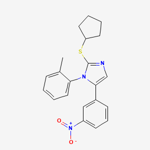 2-(cyclopentylthio)-5-(3-nitrophenyl)-1-(o-tolyl)-1H-imidazole