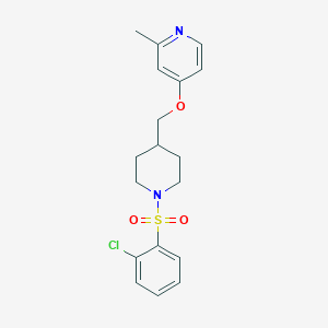 molecular formula C18H21ClN2O3S B2612625 4-[[1-(2-Chlorophenyl)sulfonylpiperidin-4-yl]methoxy]-2-methylpyridine CAS No. 2379970-92-8