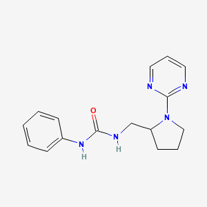 molecular formula C16H19N5O B2612645 1-苯基-3-{[1-(嘧啶-2-基)吡咯烷-2-基]甲基}脲 CAS No. 2097859-77-1