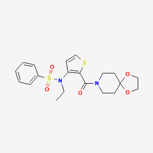 N-(2-(1,4-dioxa-8-azaspiro[4.5]decane-8-carbonyl)thiophen-3-yl)-N-ethylbenzenesulfonamide