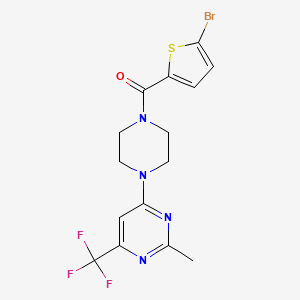 molecular formula C15H14BrF3N4OS B2612655 4-[4-(5-Bromothiophene-2-carbonyl)piperazin-1-yl]-2-methyl-6-(trifluoromethyl)pyrimidine CAS No. 2097903-32-5