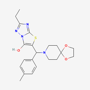 5-(1,4-Dioxa-8-azaspiro[4.5]decan-8-yl(p-tolyl)methyl)-2-ethylthiazolo[3,2-b][1,2,4]triazol-6-ol