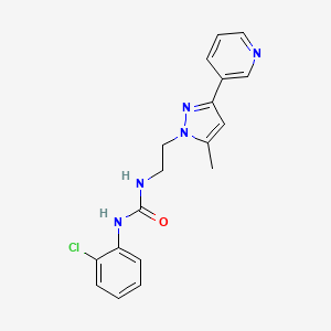 molecular formula C18H18ClN5O B2612663 1-(2-氯苯基)-3-(2-(5-甲基-3-(吡啶-3-基)-1H-吡唑-1-基)乙基)脲 CAS No. 2034375-24-9