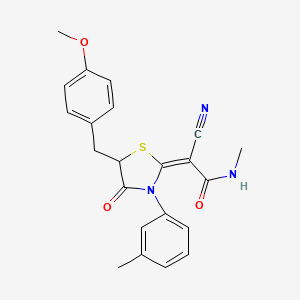 (E)-2-cyano-2-(5-(4-methoxybenzyl)-4-oxo-3-(m-tolyl)thiazolidin-2-ylidene)-N-methylacetamide