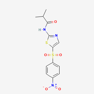 molecular formula C13H13N3O5S2 B2612669 N-(5-((4-硝基苯基)磺酰基)噻唑-2-基)异丁酰胺 CAS No. 361471-27-4