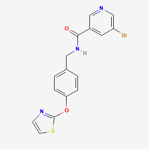 molecular formula C16H12BrN3O2S B2612672 5-bromo-N-(4-(thiazol-2-yloxy)benzyl)nicotinamide CAS No. 2034318-52-8