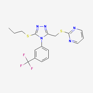 2-[[5-Propylsulfanyl-4-[3-(trifluoromethyl)phenyl]-1,2,4-triazol-3-yl]methylsulfanyl]pyrimidine