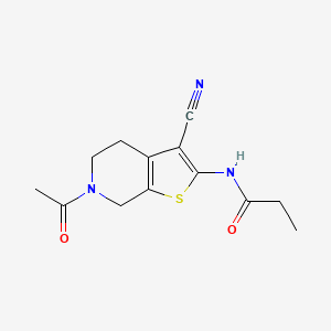 molecular formula C13H15N3O2S B2612679 N-(6-acetyl-3-cyano-4,5,6,7-tetrahydrothieno[2,3-c]pyridin-2-yl)propionamide CAS No. 864858-89-9