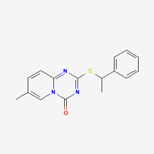 molecular formula C16H15N3OS B2612680 7-甲基-2-((1-苯乙基)硫代)-4H-吡啶并[1,2-a][1,3,5]三嗪-4-酮 CAS No. 896323-27-6