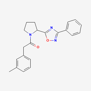 molecular formula C21H21N3O2 B2612684 5-{1-[(3-Methylphenyl)acetyl]pyrrolidin-2-yl}-3-phenyl-1,2,4-oxadiazole CAS No. 1795181-43-9