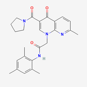 N-mesityl-2-(7-methyl-4-oxo-3-(pyrrolidine-1-carbonyl)-1,8-naphthyridin-1(4H)-yl)acetamide