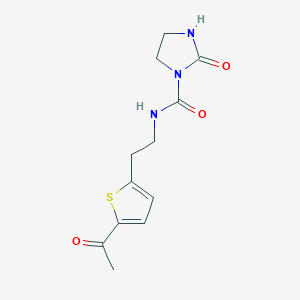 molecular formula C12H15N3O3S B2612691 N-(2-(5-乙酰噻吩-2-基)乙基)-2-氧代咪唑烷-1-甲酰胺 CAS No. 2034437-40-4