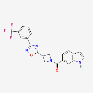 molecular formula C21H15F3N4O2 B2612713 (1H-indol-6-yl)(3-(3-(3-(trifluoromethyl)phenyl)-1,2,4-oxadiazol-5-yl)azetidin-1-yl)methanone CAS No. 1428348-02-0
