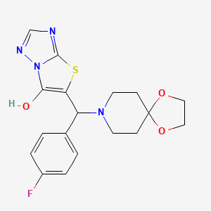 molecular formula C18H19FN4O3S B2612719 5-((4-氟苯基)(1,4-二氧杂-8-氮杂螺[4.5]癸-8-基)甲基)噻唑并[3,2-b][1,2,4]三唑-6-醇 CAS No. 868220-17-1