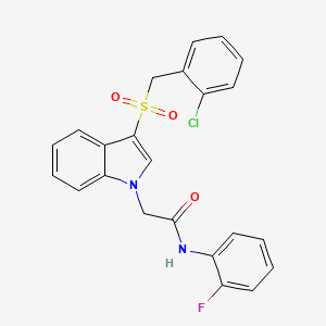 molecular formula C23H18ClFN2O3S B2612721 2-(3-((2-chlorobenzyl)sulfonyl)-1H-indol-1-yl)-N-(2-fluorophenyl)acetamide CAS No. 891092-99-2