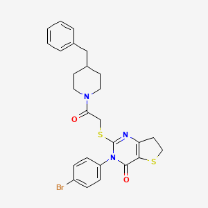 molecular formula C26H26BrN3O2S2 B2612722 2-((2-(4-benzylpiperidin-1-yl)-2-oxoethyl)thio)-3-(4-bromophenyl)-6,7-dihydrothieno[3,2-d]pyrimidin-4(3H)-one CAS No. 362501-29-9