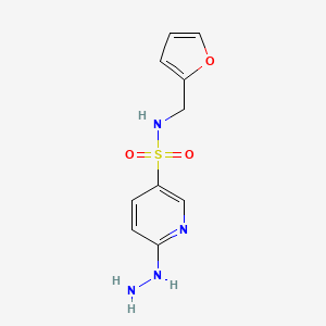 molecular formula C10H12N4O3S B2612727 N-(呋喃-2-基甲基)-6-肼基吡啶-3-磺酰胺 CAS No. 926220-15-7
