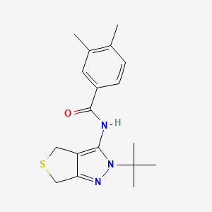 molecular formula C18H23N3OS B2612730 N-(2-(tert-butyl)-4,6-dihydro-2H-thieno[3,4-c]pyrazol-3-yl)-3,4-dimethylbenzamide CAS No. 361477-40-9