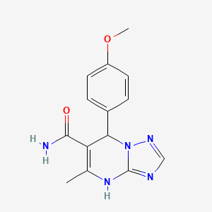 molecular formula C14H15N5O2 B2612732 7-(4-Methoxyphenyl)-5-methyl-4,7-dihydro-[1,2,4]triazolo[1,5-a]pyrimidine-6-carboxamide CAS No. 536999-14-1
