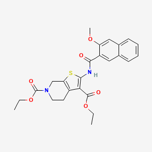 molecular formula C25H26N2O6S B2612742 diethyl 2-[(3-methoxynaphthalene-2-carbonyl)amino]-5,7-dihydro-4H-thieno[2,3-c]pyridine-3,6-dicarboxylate CAS No. 864926-80-7