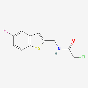 molecular formula C11H9ClFNOS B2612750 2-Chloro-N-[(5-fluoro-1-benzothiophen-2-yl)methyl]acetamide CAS No. 2411308-00-2