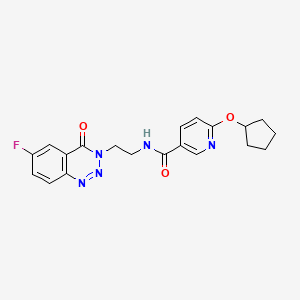 molecular formula C20H20FN5O3 B2612751 6-(cyclopentyloxy)-N-(2-(6-fluoro-4-oxobenzo[d][1,2,3]triazin-3(4H)-yl)ethyl)nicotinamide CAS No. 1903433-54-4