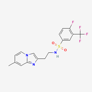 molecular formula C17H15F4N3O2S B2612752 4-fluoro-N-(2-(7-methylimidazo[1,2-a]pyridin-2-yl)ethyl)-3-(trifluoromethyl)benzenesulfonamide CAS No. 868978-91-0