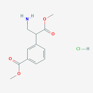 molecular formula C12H16ClNO4 B2612757 Methyl 3-(3-amino-1-methoxy-1-oxopropan-2-yl)benzoate;hydrochloride CAS No. 2309462-46-0
