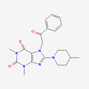 molecular formula C21H25N5O3 B2612761 1,3-dimethyl-8-(4-methylpiperidin-1-yl)-7-(2-oxo-2-phenylethyl)-1H-purine-2,6(3H,7H)-dione CAS No. 442644-66-8