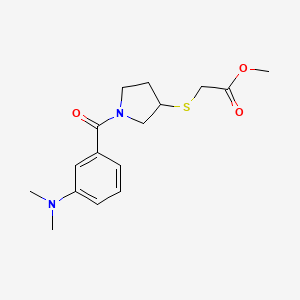 molecular formula C16H22N2O3S B2612767 Methyl 2-((1-(3-(dimethylamino)benzoyl)pyrrolidin-3-yl)thio)acetate CAS No. 2034549-44-3