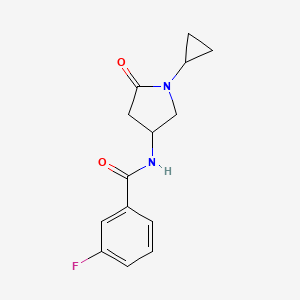 N-(1-cyclopropyl-5-oxopyrrolidin-3-yl)-3-fluorobenzamide